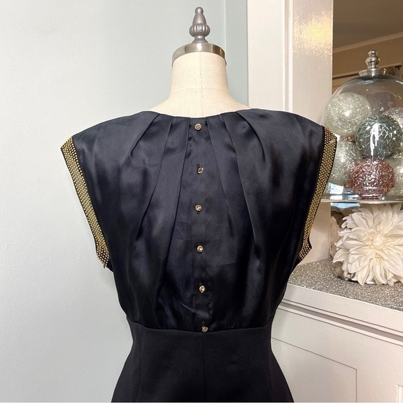 Ted Baker London Black Silk & Rhinestone Elate Midi Sheath Dress 3 Medium - Picture 9 of 15